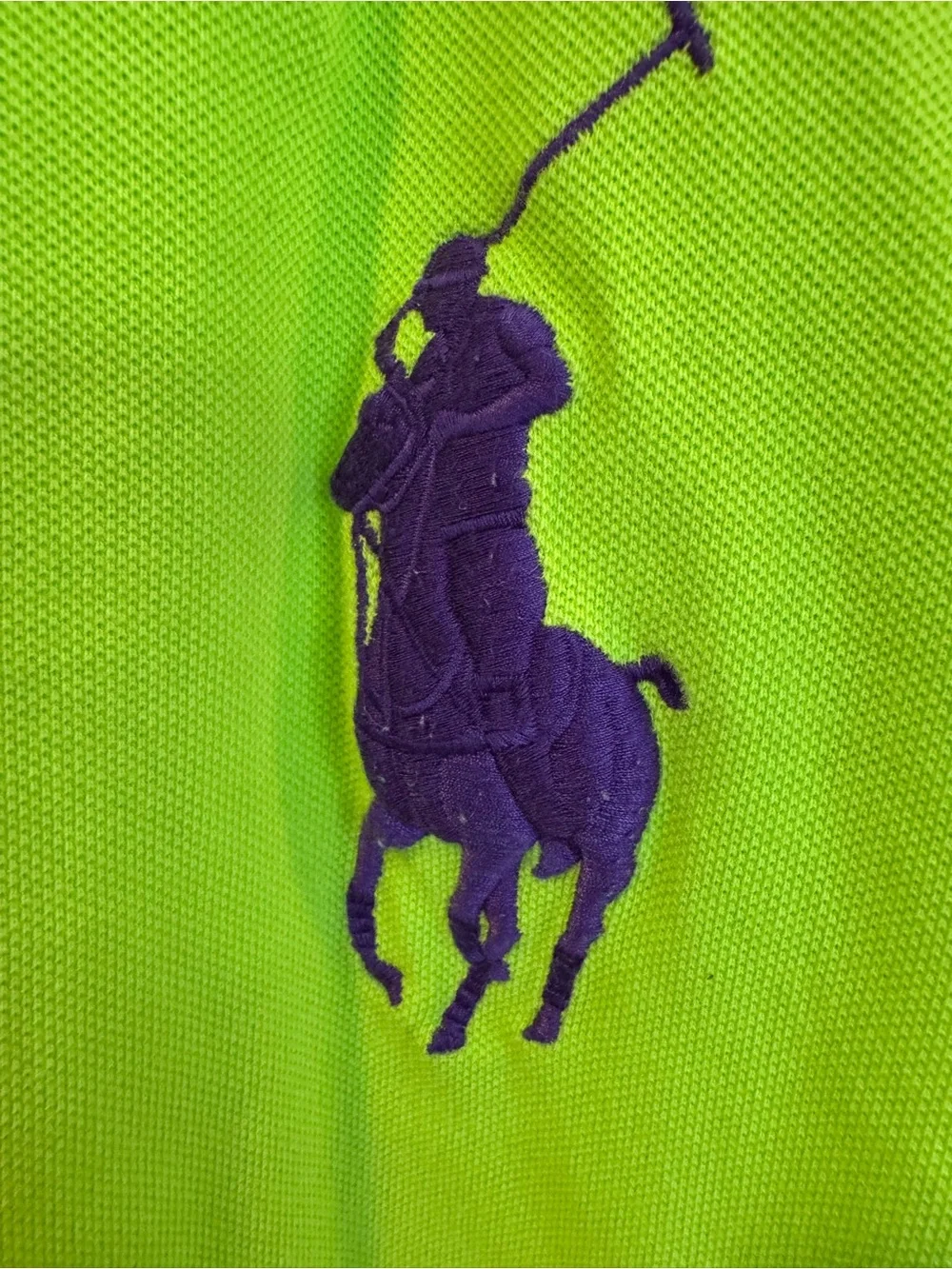 Polo Ralph Lauren Neon Green Large Purple Pony Polo Shirt size XXL